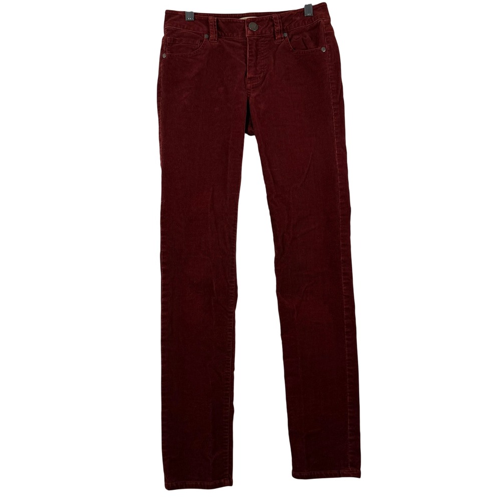 Cabi 0‎ Skinny Corduroy Pants Burgundy Low Rise Dark Academia Preppy EUC